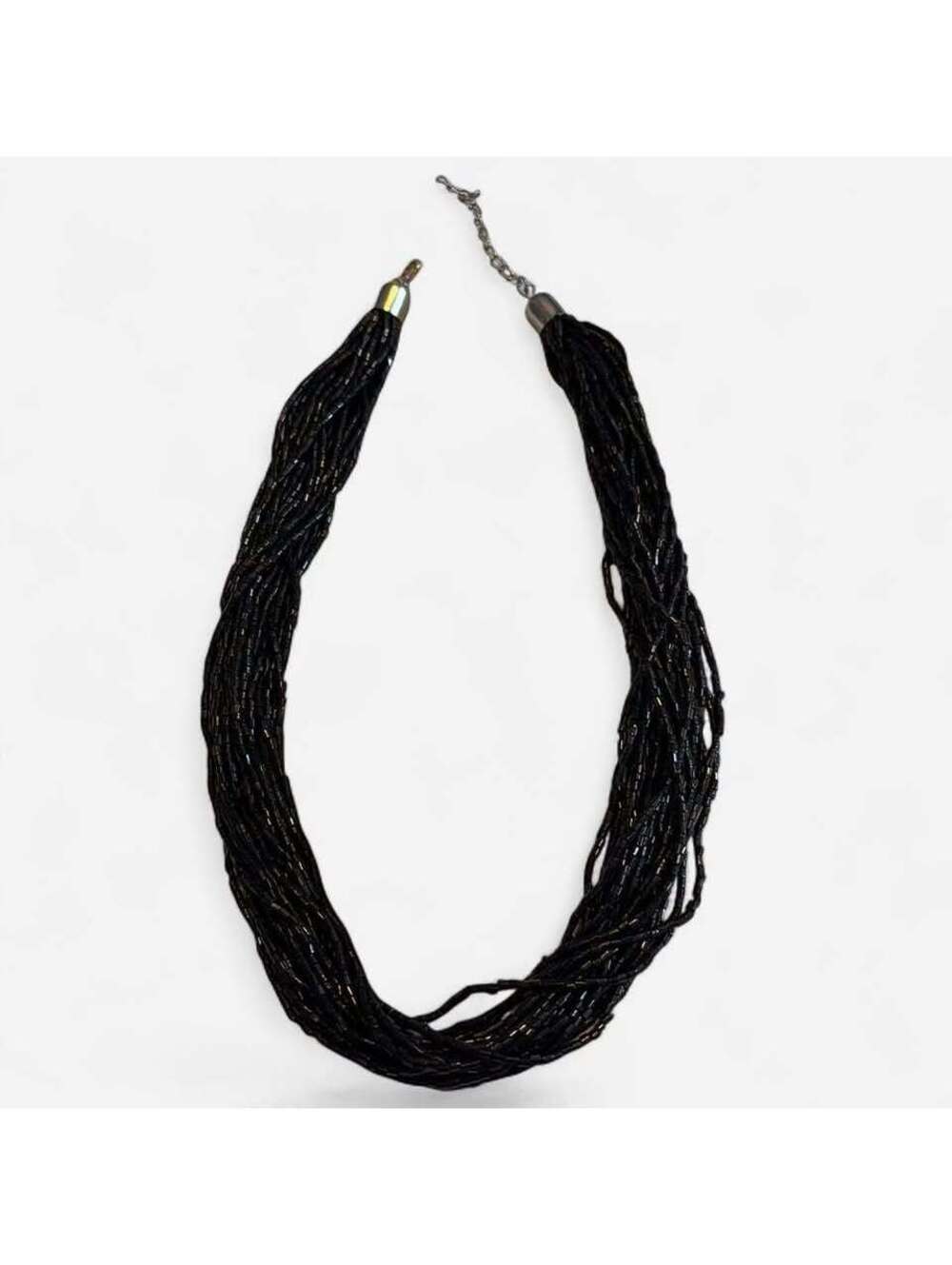 Black Multi-Strand Beaded Necklace